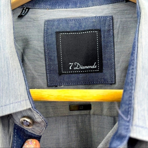 7 Diamonds blueprint button down mens long sleeved shirt - Picture 3 of 6